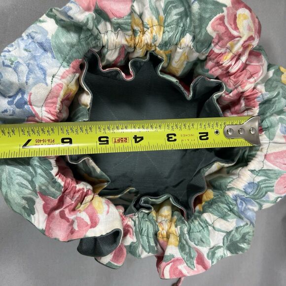 Vintage  Jewelry Organizer 8 Pockets Travel Case Drawstring Bag Floral Pink - Picture 10 of 10